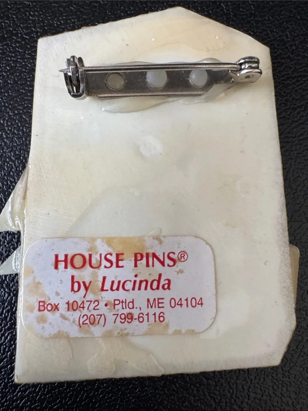 VTG House Pin by Lucinda Southwestern Desert House Brooch Cactus Moon Glitter